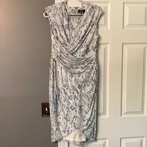 Dkny blue/ white midi dress v neck